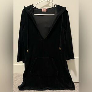 Juicy Couture Black Terry Swimsuit Coverup with Gold Details size M